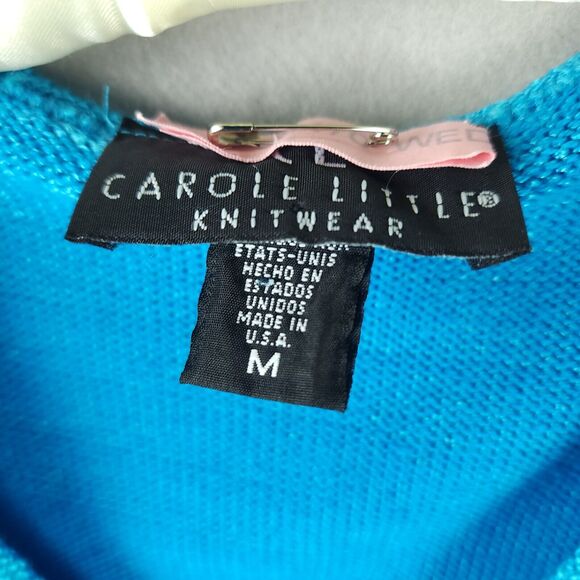 Carol Little Knitwear Sweater Women Med Cotton/Rayon Bright Blue 305744F - Picture 3 of 8